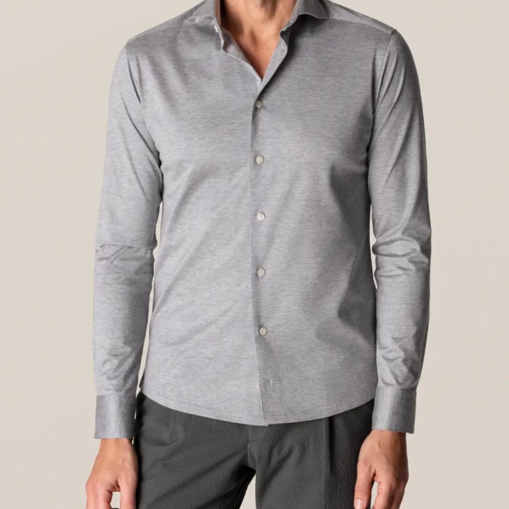 Eton Slim Medium Gray Casual Button Up Shirt
